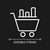 Data mining in retail industry white linear pixel perfect icon for dark theme. Thin line customizable illustration. Isolated vector contour symbol for night mode. Editable stroke. Arial font used