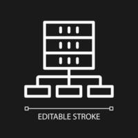 Data set technology white linear pixel perfect icon for dark theme. Thin line customizable illustration. Isolated vector contour symbol for night mode. Editable stroke. Arial font used