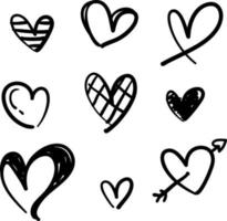 doodle collection set of hand drawn scribble hearts isolated on white background vector