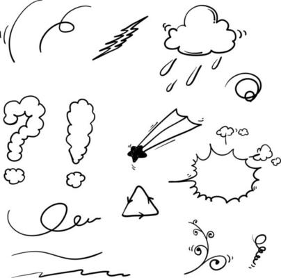 hand drawn doodle element illustration collection vector isolated