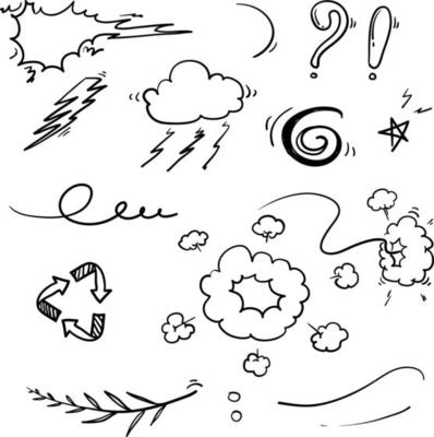 hand drawn doodle element illustration collection vector isolated