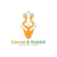 carrot and rabbit logo mark design vector template