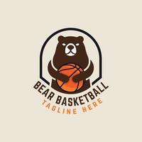 plantilla de vector de logotipo de equipo de baloncesto de oso