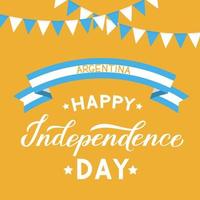 feliz día de la independencia argentina letras a mano. cartel de tipografía de celebración. plantilla vectorial fácil de editar para tarjeta de felicitación, volante, banner, t-shot, postal, etc.