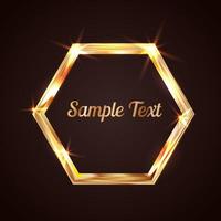 Bright golden hexagon on a dark background. Luxury vector illustration. Easy to edit design template for your business projects.