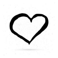 Hand drown heart on white background. Grunge shape of heart. Black textured brush stroke. Valentine s day sign. Love symbol. Easy to edit vector element of design.