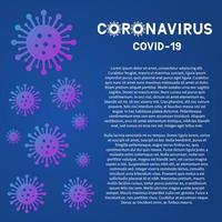 Coronavirus covid-19 pandemic background with copy space. Pathogen respiratory from Wuhan China. Novel Corona virus 2019-nCoV. Neon colors vector banner.