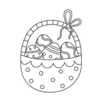 Vector illustration of Easter basket in cartoon style isolated.