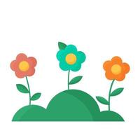 Vector illustration of flowers in cartoon style isolated.