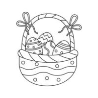 Vector illustration of Easter basket in cartoon style isolated.