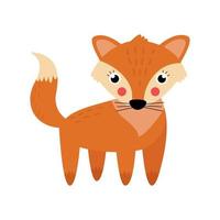 Vector illustration of cute fox isolated on white background.