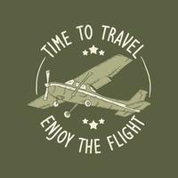 enjoy the flight with airplane typography hand drawn illustration vector