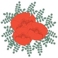 Red poppies. Vector Illustration.