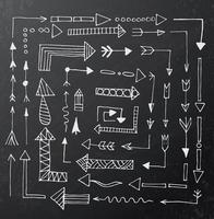 Hand drawn arrow icons set on black chalk board vector
