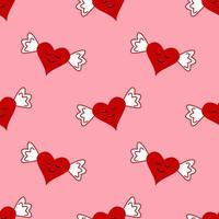 A simple pattern of cute hearts in the kartoon style. vector