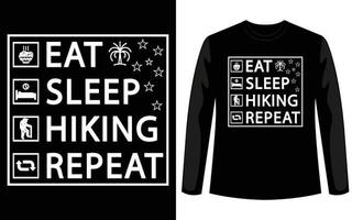 Eat, sleep, Hiking, Repeat custom typography t shirt free download. T shirt template. Free vector download.