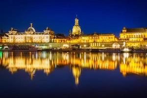 Cityscape of Dresden at Elbe River at night, Germany photo