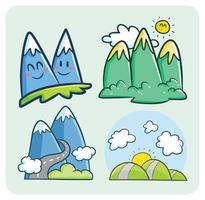 Funny mountains illustration set vector