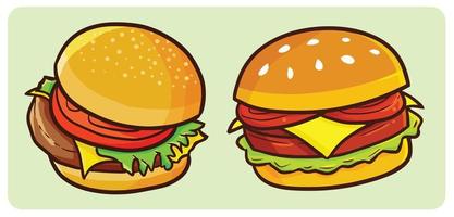 Cheese burger cartoon illustration vector