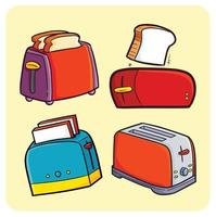 Funny toaster cartoon illustration set vector