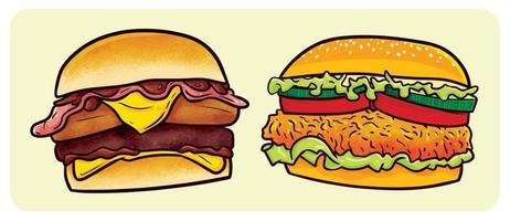 Hamburgers with thick meat vector