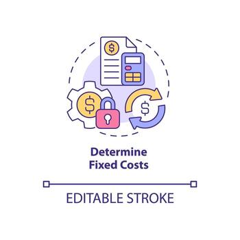 Determine fixed costs concept icon. Recurring payments. Startup budgeting abstract idea thin line illustration. Isolated outline drawing. Editable stroke. Roboto-Medium, Myriad Pro-Bold fonts used vector