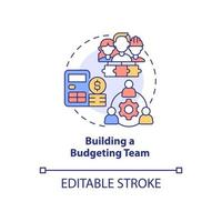 Building a budgeting team concept icon. Budget managing staff abstract idea thin line illustration. Isolated outline drawing. Editable stroke. Roboto-Medium, Myriad Pro-Bold fonts used vector