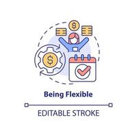 Being flexible concept icon. Revise and adjust. Financial plan abstract idea thin line illustration. Isolated outline drawing. Editable stroke. Roboto-Medium, Myriad Pro-Bold fonts used vector