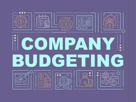 Corporate budgeting word concepts purple banner. Corporate finance. Infographics with linear icons on background. Isolated typography. Vector color illustration with text. Arial-Black font used