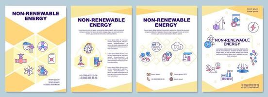 plantilla de folleto de energía no renovable. diseño de impresión de folletos con iconos lineales. diseños vectoriales para presentación, informes anuales, publicidad. arial-black, innumerables fuentes pro-regulares utilizadas vector