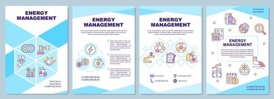 Energy management brochure template. Power resources. Booklet print design with linear icons. Vector layouts for presentation, annual reports, advertisement. Arial-Black, Myriad Pro-Regular fonts used