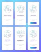 Laser surgery for eyesight onboarding mobile app page screen set. Procedure walkthrough 6 steps graphic instructions with concepts. UI, UX, GUI vector template with linear color illustrations