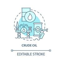 Crude oil turquoise blue concept icon. Fossil fuel. Nonrenewable sources abstract idea thin line illustration. Isolated outline drawing. Editable stroke. Roboto-Medium, Myriad Pro-Bold fonts used vector