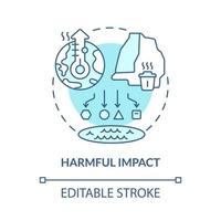 Harmful impact turquoise blue concept icon. Nonrenewable resources abstract idea thin line illustration. Isolated outline drawing. Editable stroke. Roboto-Medium, Myriad Pro-Bold fonts used vector