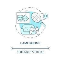 Arcade setup concept icon. Board and virtual games area. Job playroom abstract idea thin line illustration. Isolated outline drawing. Editable stroke. Roboto-Medium, Myriad Pro-Bold fonts used vector