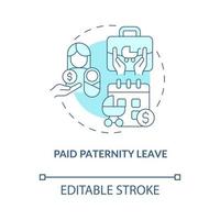 Compensated paternity leave concept icon. Fathers vacation for family reasons abstract idea thin line illustration. Isolated outline drawing. Editable stroke. Roboto-Medium, Myriad Pro-Bold fonts used vector