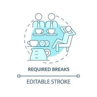 Needed breaks concept icon. Rest periods for employees. Staff recreation abstract idea thin line illustration. Isolated outline drawing. Editable stroke. Roboto-Medium, Myriad Pro-Bold fonts used vector