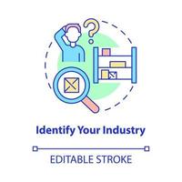 Identify your industry concept icon. Choosing product for sale. Distribution business types abstract idea thin line illustration. Vector isolated outline color drawing. Editable stroke