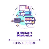 IT hardware distribution concept icon. Computer devices wholesale. Distribution business company abstract idea thin line illustration. Vector isolated outline color drawing. Editable stroke