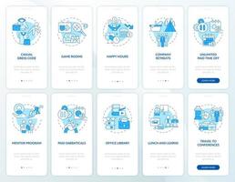 Employee benefits onboarding mobile app page screen. Bonuses for company staff walkthrough 5 steps graphic instructions with linear concepts. UI, UX, GUI template. Myriad Pro-Bold, Regular fonts used vector