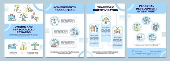 Employee rewarding incentives brochure template. Booklet print design with linear icons. Vector layouts for presentation, annual reports, advertisement. Arial-Black, Myriad Pro-Regular fonts used