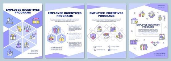 plantilla de folleto de programas de incentivos para empleados. diseño de impresión de folletos con iconos lineales. diseños vectoriales para presentación, informes anuales, publicidad. arial-black, innumerables fuentes pro-regulares utilizadas vector