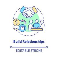 Build relationship concept icon. Starting distribution business. Select trading partners abstract idea thin line illustration. Vector isolated outline color drawing. Editable stroke