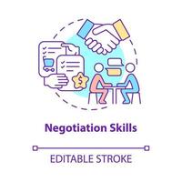 Negotiation skills concept icon. Making successful deal. Distribution business processes abstract idea thin line illustration. Vector isolated outline color drawing. Editable stroke