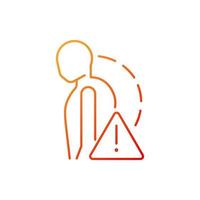 Severe stiff scoliosis gradient linear vector icon. Rigid scoliosis. Complex spine curvature. Backbone deformity. Thin line color symbol. Modern style pictogram. Vector isolated outline drawing