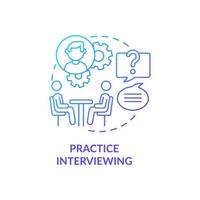 Practice interviewing blue gradient concept icon. Preparing for interview abstract idea thin line illustration. Practise answering typical questions. Vector isolated outline color drawing