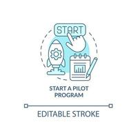 Launch a pilot program concept icon. Examine new technology. Analyze results. Small scale experiment abstract idea thin line illustration. Vector isolated outline color drawing. Editable stroke
