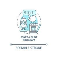 Launch a pilot program concept icon. Examine new technology. Analyze results. Small scale experiment abstract idea thin line illustration. Vector isolated outline color drawing. Editable stroke