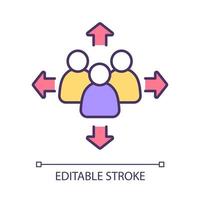 Expanding customer base RGB color icon. Networking and communicating in community. Successful marketing strategy. Isolated vector illustration. Simple filled line drawing. Editable stroke