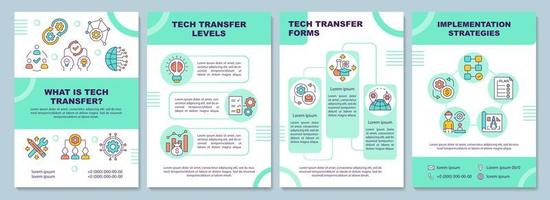 Tech transfer brochure template. New knowledge implementation. Flyer, booklet, leaflet print, cover design with linear icons. Vector layouts for presentation, annual reports, advertisement pages